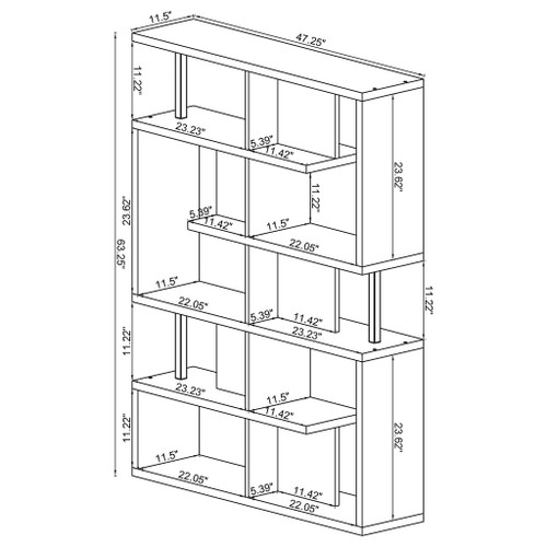 Copper - 5 Shelf Bookshelf Storage Unit - Black