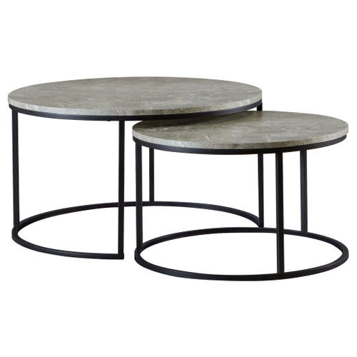 Hanover - 2 Piece Round Nesting Coffee Tables - Gray