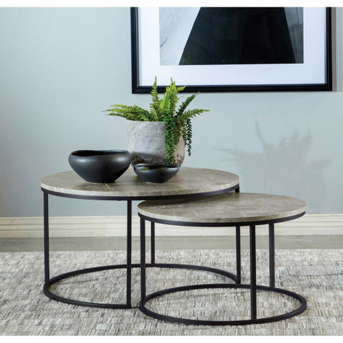 Hanover - 2 Piece Round Nesting Coffee Tables - Gray