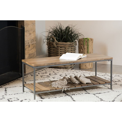 Foundry - Accent Bench With Slat Shelf - Natural
