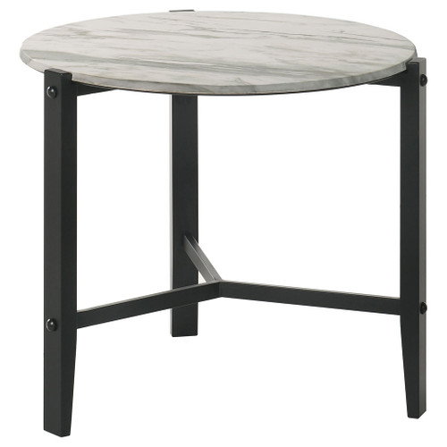 Myranda - Round Side Table - White / Black