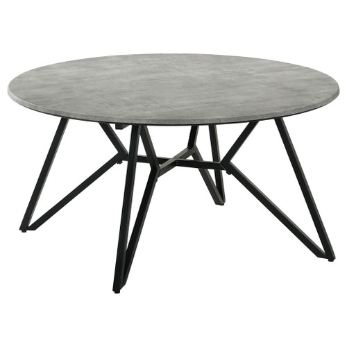 Travis - Round Top Coffee Table With Hairpin Legs - Gray / Black