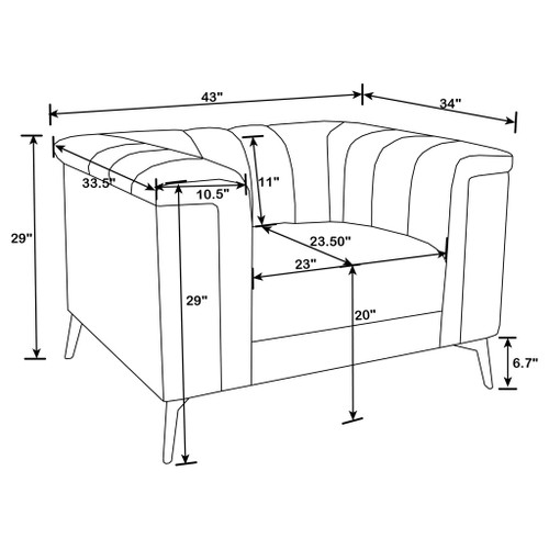Darci - Accent Armchair With Seating And Tapered Legs - Blue