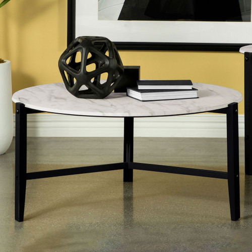 Tandi - Round Marble Coffee Table - White