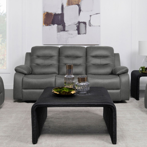 Kenneth - Upholstered Reclining Sofa With Track Arms - Dark Gray