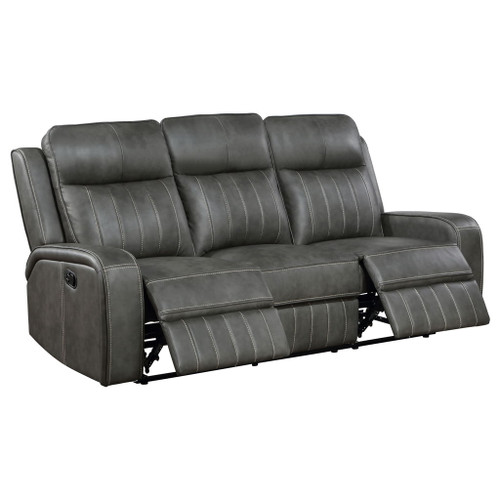 Forrest - Motion Reclining Sofa Comfort With Elegant Tufting And Wide Track Arms - Gray