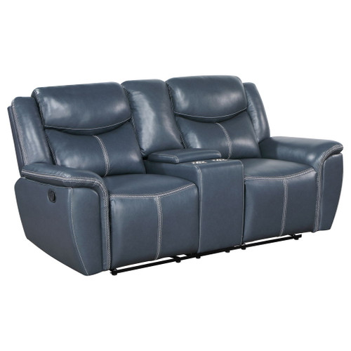 Stanwicke - Motion Reclining Loveseat With Console - Blue