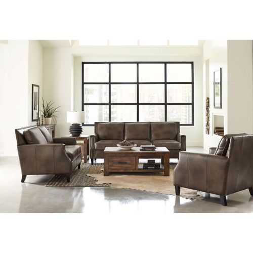 Gunderson - Loveseat With Recessed Arms - Brown