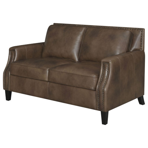 Gunderson - Loveseat With Recessed Arms - Brown