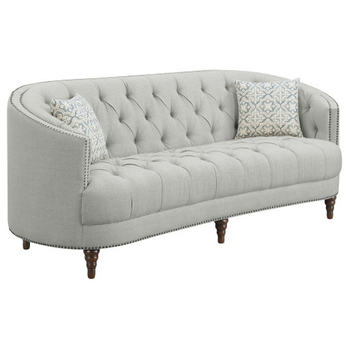 Veronica - Light Sloped Sofa With Tufted Elegant Upholstered Lounge Seating - Light Gray
