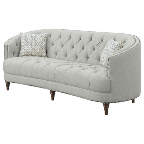 Veronica - Light Sloped Sofa With Tufted Elegant Upholstered Lounge Seating - Light Gray