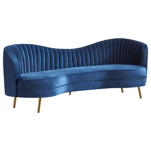 Marsden - Upholstered Recessed Arm Sofa - Blue