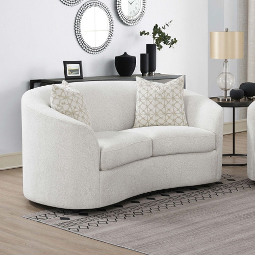 Rory - Sloped Arms Loveseat With Pillows - White
