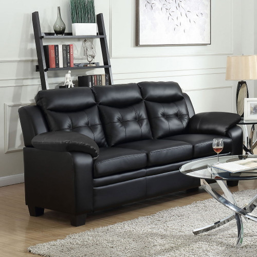 Eaton - Padded Sofa With Tufted Design - Black