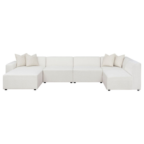 Marlowe - 6 Piece Tight Seat Modular Sectional - Ivory / White
