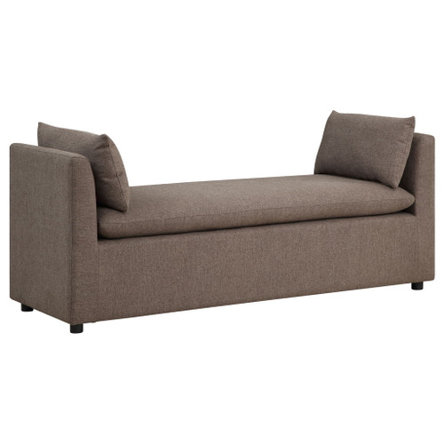 Isiah - Raised Arm Accent Bench - Brown
