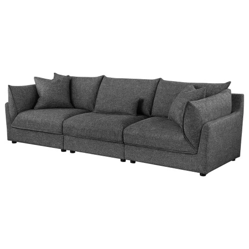 Tomasina - Modular Sofa With Cushions And Padded Arms - Black