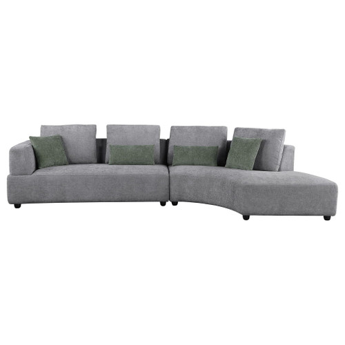 Lincoln - Upholstered Curved Sectional Sofa With Pillow Back Cushions - Gray