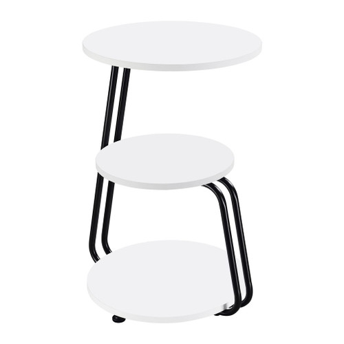 Dixon - 3 Tier Round Accent Side Table With Slim Legs - White / Black