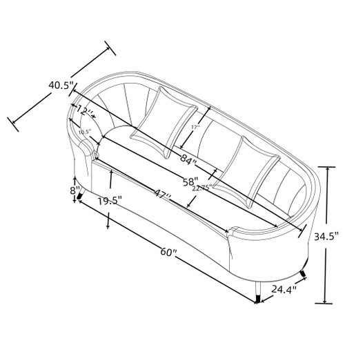 Saanich - Upholstered Curved With Plump Accent Pillows - Beige