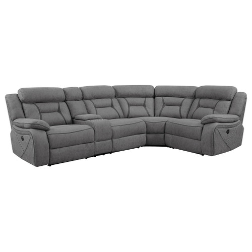 Barton - Upholstered Power Reclining Sectional Sofa - Gray