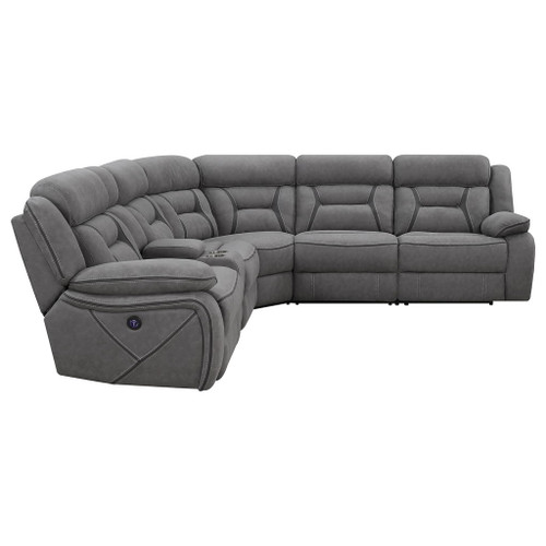 Barton - Upholstered Power Reclining Sectional Sofa - Gray