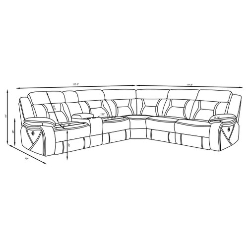 Barton - Upholstered Power Reclining Sectional Sofa - Gray