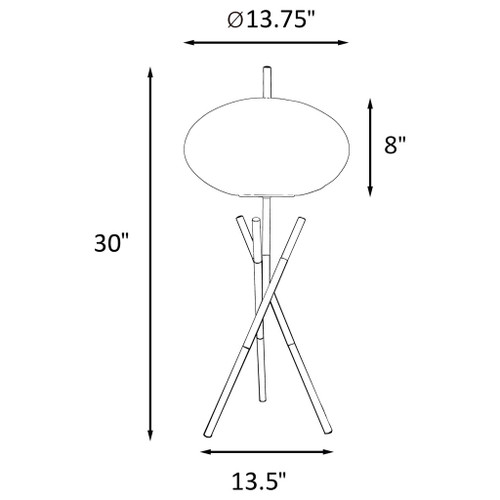 Clarendon - Orb Shade Tripod Table Lamp Desk & Bedside Lamp - Black