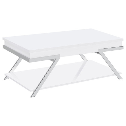 Briana - 2 Piece Coffee And End Table Set With Lift Top Legs - Gloss White