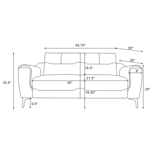 Oberle - Upholstered Sloped Track Arm Loveseat - Charcoal