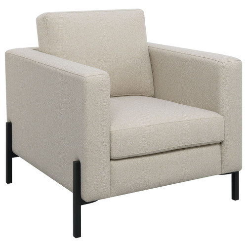 Schwan - Upholstered Track Arm Accent Chair - Oatmeal