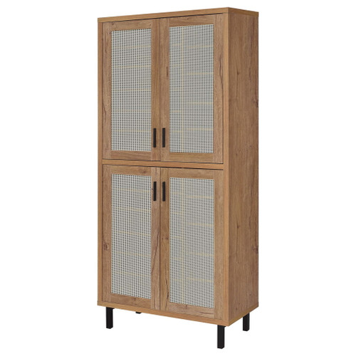 Stagg - 4 Door Tall Shoe Storage Cabinet With Adjustable Shelves And Ventilated Doors - Natural