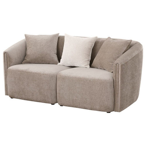 Silvana - Upholstered Rolled Loveseat With Curved Back And Foam Cushions - Beige