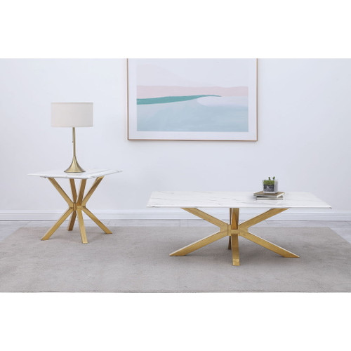 Maciel - 2 Piece Marble Coffee And End Table Set With Base Marble - White Marble