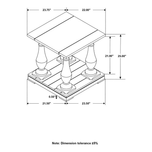 Byer - Rectangular Side End Table Coffee - Coffee