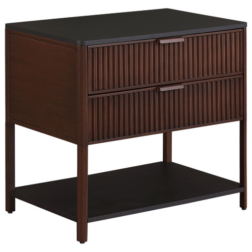 Tova - 2 Drawer Side Table With Shelf - Dark Brown