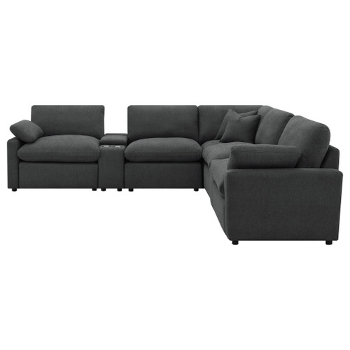 Modular Power Reclining With Lift Top Consoles, 7 Piece Configuration - Dark Gray
