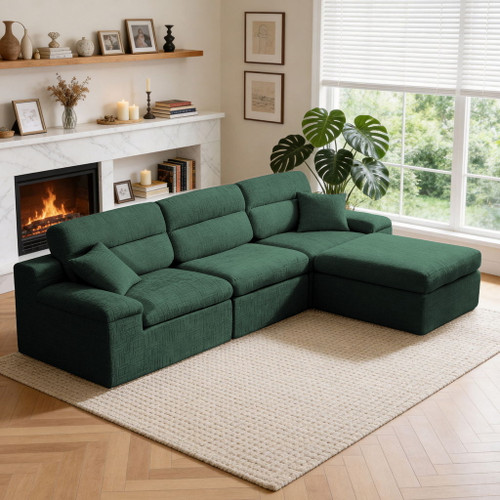 Corner Chaise Sofa With High Backrest