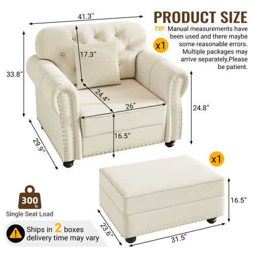 Sofa With Nailhead Trim And Rolled Armrests