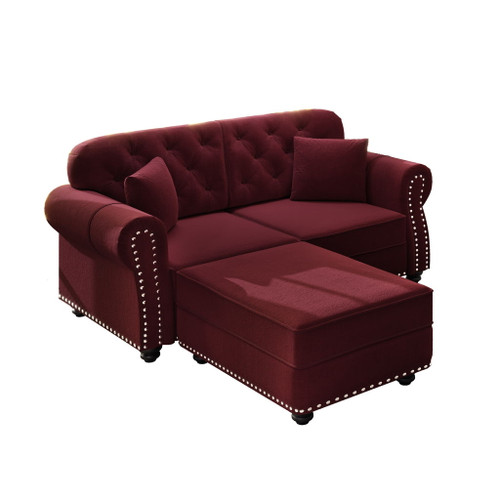 Upholstered Sofa Set With Nailhead Trim And Rolled Armrests, Includes Pillows