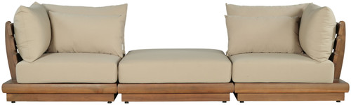 Mirella - 3 Piece Water Resistant Fabric Upholstered Outdoor Patio Modular Sofa