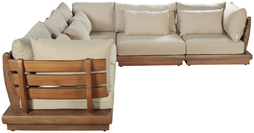 Mirella - 5 Piece Water Resistant Fabric Upholstered Outdoor Patio Modular Sectional