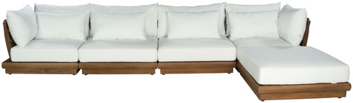 Mirella - 5 Piece Water Resistant Fabric Upholstered Outdoor Patio Modular Sectional