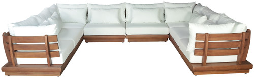 Mirella - 8 Piece Water Resistant Fabric Upholstered Outdoor Patio Modular Sectional