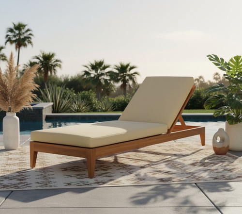 Mirella - Water Resistant Fabric Upholstered Outdoor Patio Chaise Lounge