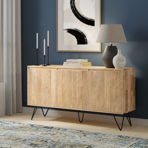 Hunter - 3 Door Sideboard Buffet With Hairpin Legs - Natural