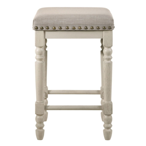Tasnim - Counter Height Stool (Set of 2) - Tan Fabric & Antique White