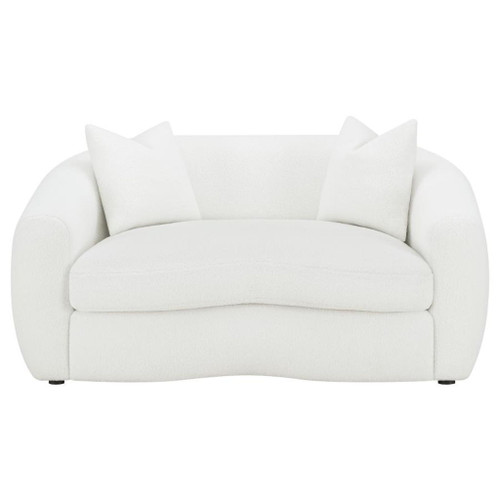 Isabella - Faux Sheepskin Upholstered Loveseat Natural - Ivory