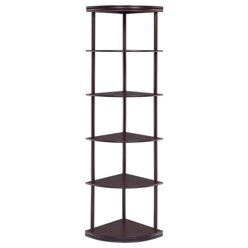 Bonwick - Wood 5-Shelf Corner Bookshelf - Cappuccino