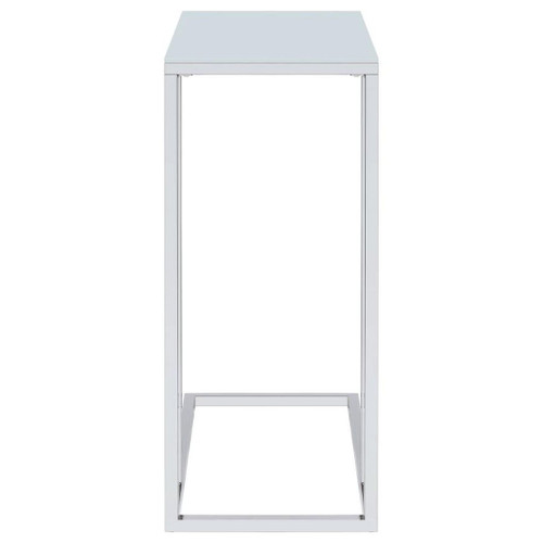 Stella - Glass Top C-Shaped Sofa Side Table - Chrome